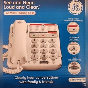 GE SEE AND HEAR LARGE BUTTON CORDED TELEPHONE FOR MILD HEARING LOSS NWOT